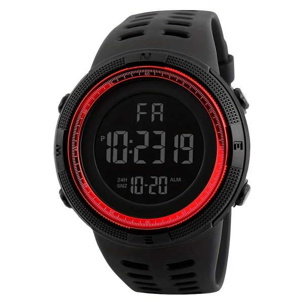 1pc Reloj deportivo multifuncional para hombre con esfera LED grande, correa de silicona, calendario luminoso, fecha impermeable, alarma digital, cronómetro, reloj electrónico, adecuado para la decoración diaria - Imagen 7