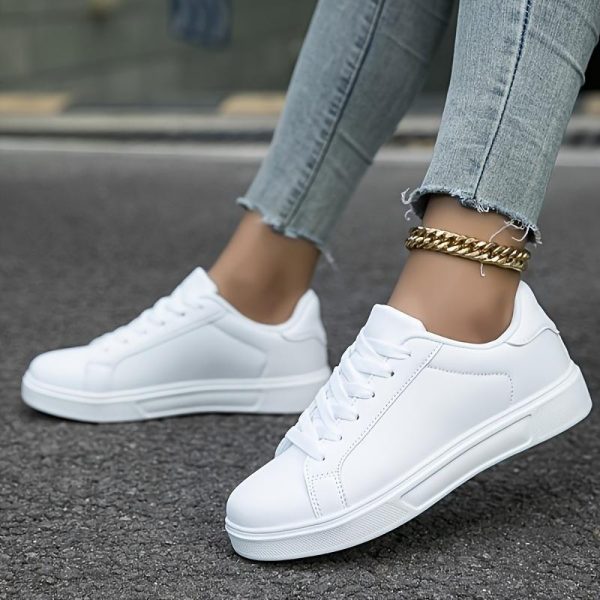 Zapatillas Blancas Elegantes para Mujer - Ligeras, Cómodas y con Cordones para Todas las Estaciones - Imagen 3