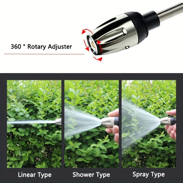 Pistola de agua de alta presión para lavado de autos, 1 pieza, boquilla multifunción para manguera de jardín, pulverizador de varilla engrosada ajustable con punta de cobre chapado, adaptador de conexión rápida universal de 3/4" y 1/2" para herramientas d - Imagen 8