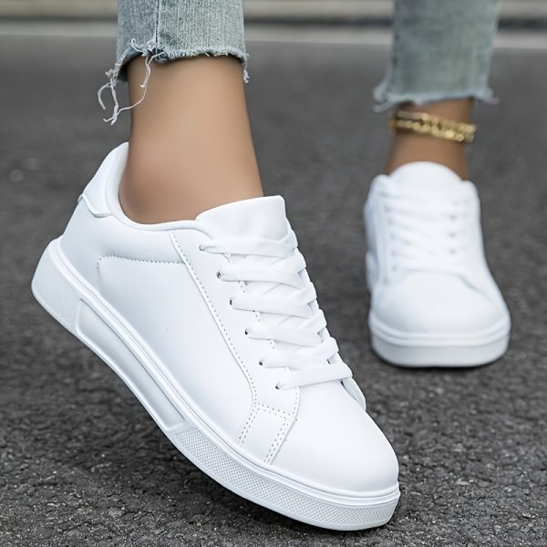 Zapatillas Blancas Elegantes para Mujer - Ligeras, Cómodas y con Cordones para Todas las Estaciones - Imagen 2