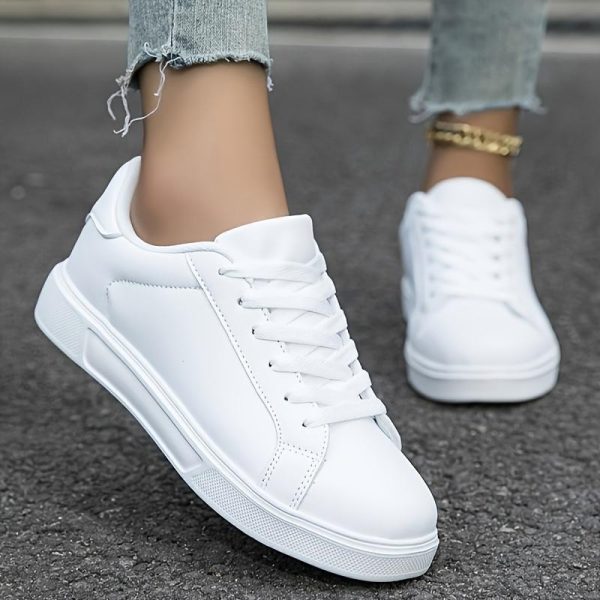 Zapatillas Blancas Elegantes para Mujer - Ligeras, Cómodas y con Cordones para Todas las Estaciones