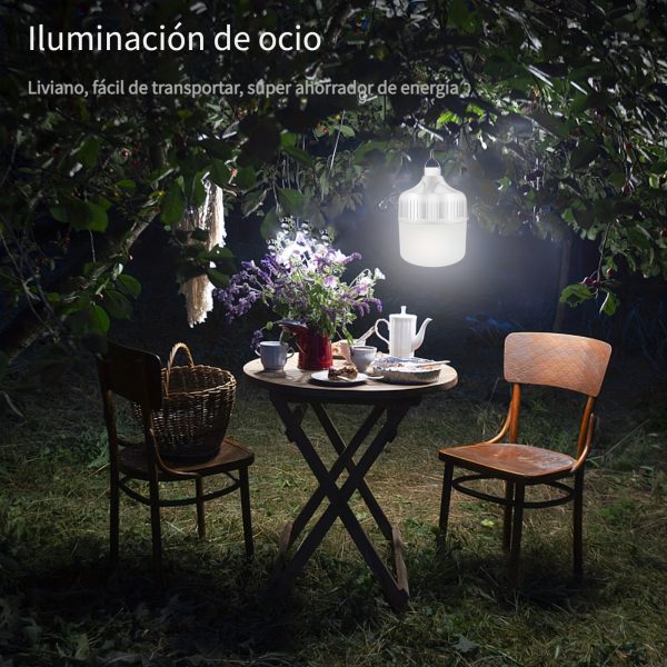 Linterna de camping recargable USB súper brillante - Lámpara portátil LED con gancho - Luz nocturna duradera para emergencias, aventuras, camping y pesca - Imagen 5