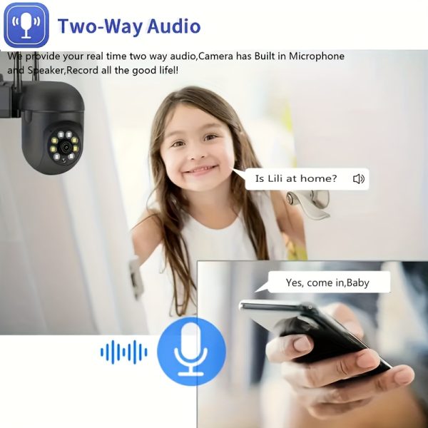 Cámara de vigilancia HD WIFI, cámara de visión nocturna HD de largo alcance para interiores y exteriores, cámara de seguridad doméstica con intercomunicador de 355 grados, sistema de seguridad doméstica 2.4G, detección móvil de inteligencia artificial, au - Imagen 6