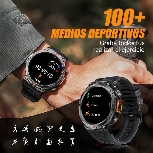 EIGIIS Smart Watch Con Linterna Para Hombres Mujeres, 1.45-Pulgadas Inalámbrico Reloj Rastreador De Actividad Para Teléfono Android Y IOS - Imagen 5