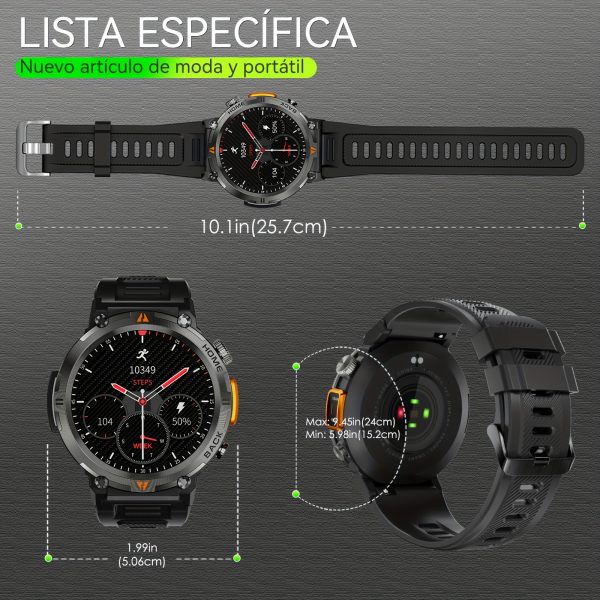 EIGIIS Smart Watch Con Linterna Para Hombres Mujeres, 1.45-Pulgadas Inalámbrico Reloj Rastreador De Actividad Para Teléfono Android Y IOS - Imagen 10