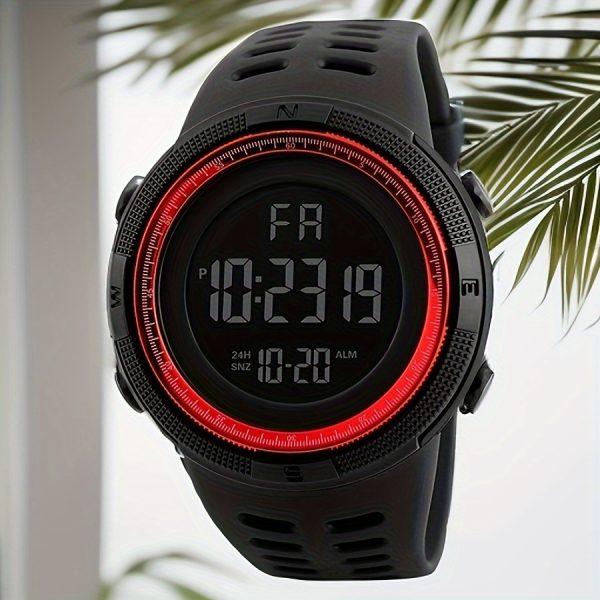 1pc Reloj deportivo multifuncional para hombre con esfera LED grande, correa de silicona, calendario luminoso, fecha impermeable, alarma digital, cronómetro, reloj electrónico, adecuado para la decoración diaria - Imagen 4