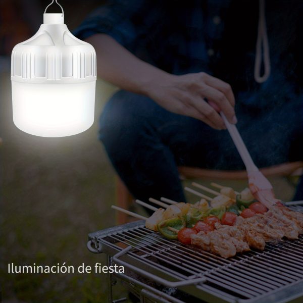 Linterna de camping recargable USB súper brillante - Lámpara portátil LED con gancho - Luz nocturna duradera para emergencias, aventuras, camping y pesca - Imagen 6