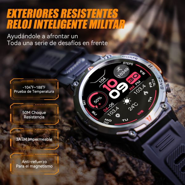 EIGIIS Smart Watch Con Linterna Para Hombres Mujeres, 1.45-Pulgadas Inalámbrico Reloj Rastreador De Actividad Para Teléfono Android Y IOS - Imagen 8