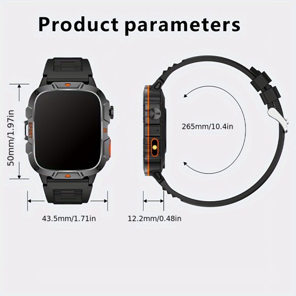 Reloj inteligente para hombre LONZERUI2024, pantalla IPS HD de 4,98 cm, batería de 420 mAh, inalámbrico 5.2, resistente al agua IP68, carga USB, cuerpo de aleación, correa de silicona, uso en exteriores con linterna. - Imagen 6