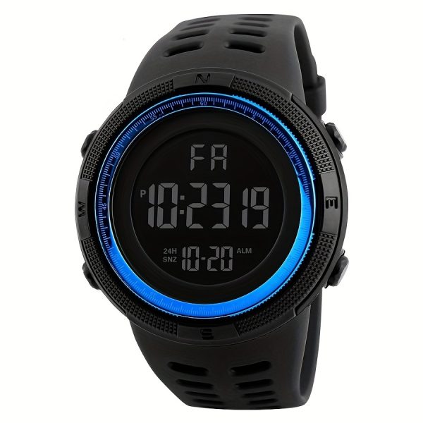 1pc Reloj deportivo multifuncional para hombre con esfera LED grande, correa de silicona, calendario luminoso, fecha impermeable, alarma digital, cronómetro, reloj electrónico, adecuado para la decoración diaria - Imagen 5