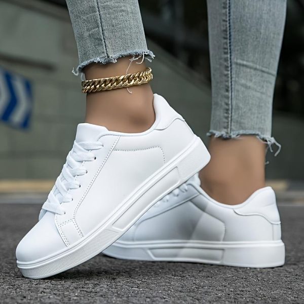 Zapatillas Blancas Elegantes para Mujer - Ligeras, Cómodas y con Cordones para Todas las Estaciones - Imagen 6