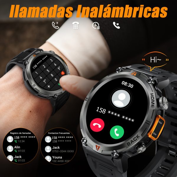 EIGIIS Smart Watch Con Linterna Para Hombres Mujeres, 1.45-Pulgadas Inalámbrico Reloj Rastreador De Actividad Para Teléfono Android Y IOS - Imagen 4