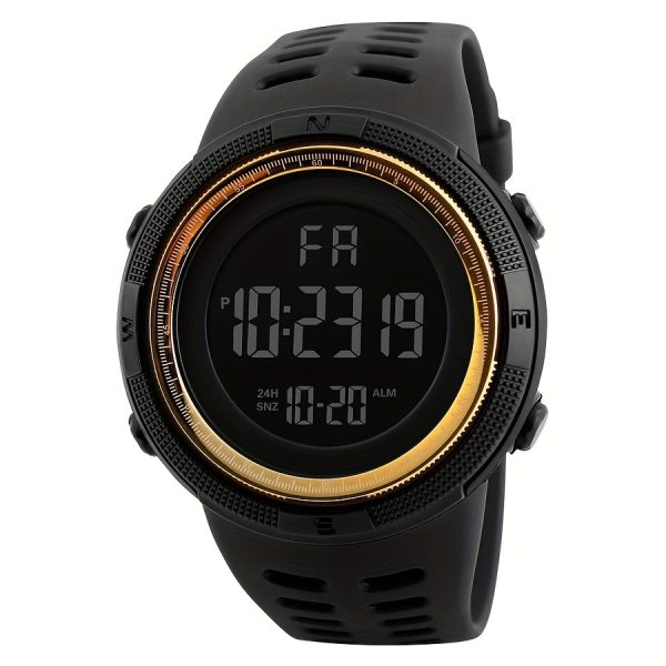 1pc Reloj deportivo multifuncional para hombre con esfera LED grande, correa de silicona, calendario luminoso, fecha impermeable, alarma digital, cronómetro, reloj electrónico, adecuado para la decoración diaria - Imagen 8