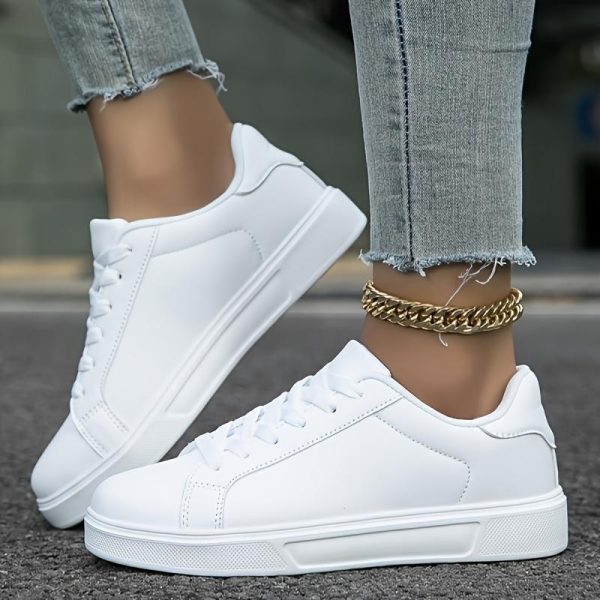 Zapatillas Blancas Elegantes para Mujer - Ligeras, Cómodas y con Cordones para Todas las Estaciones - Imagen 5